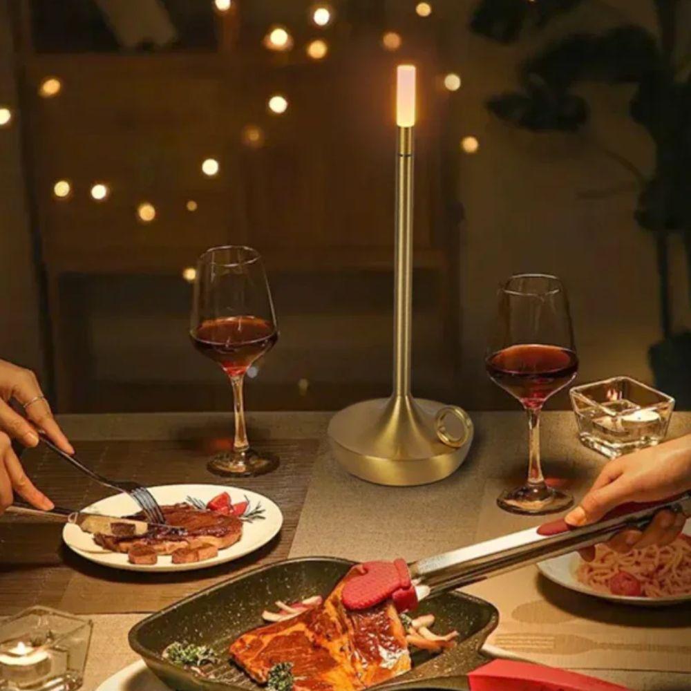 USB Charging Candlelight Table Lamp Touch Control LED Light Source LED Candle Lamp Metal Construction Simple Design