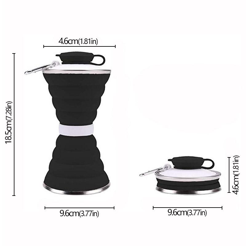 500mL New Portable Silicone Sports Foldable Water Bottle Soft Kettle Food Grade Silicone Folding Cup Water Drinking Bottle Cup