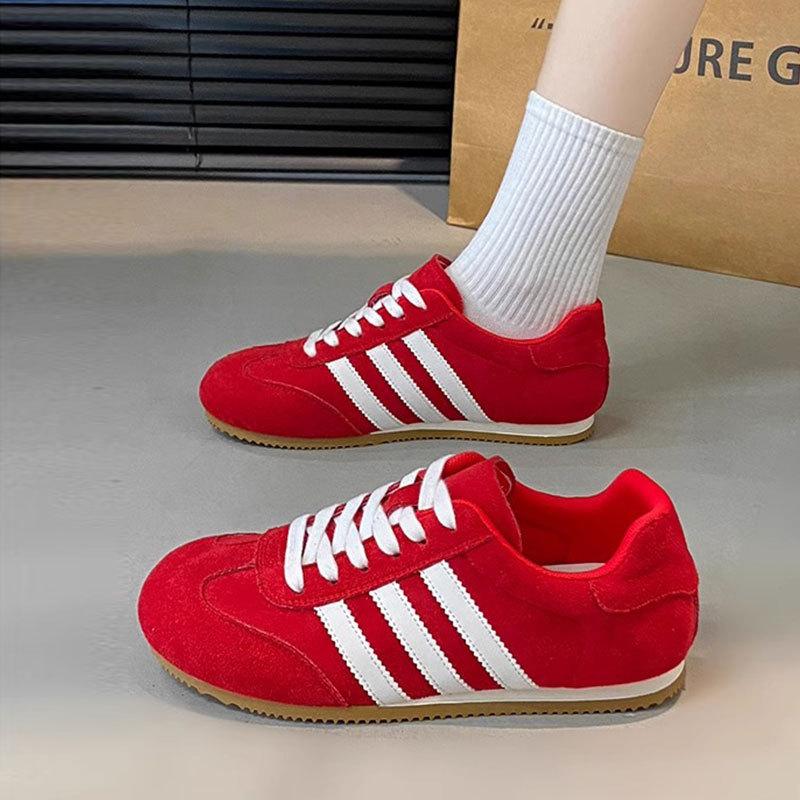 

Ретро красные женские новые весенние универсальные спортивные и повседневные туфли на плоской подошве женская обувь 40 красный