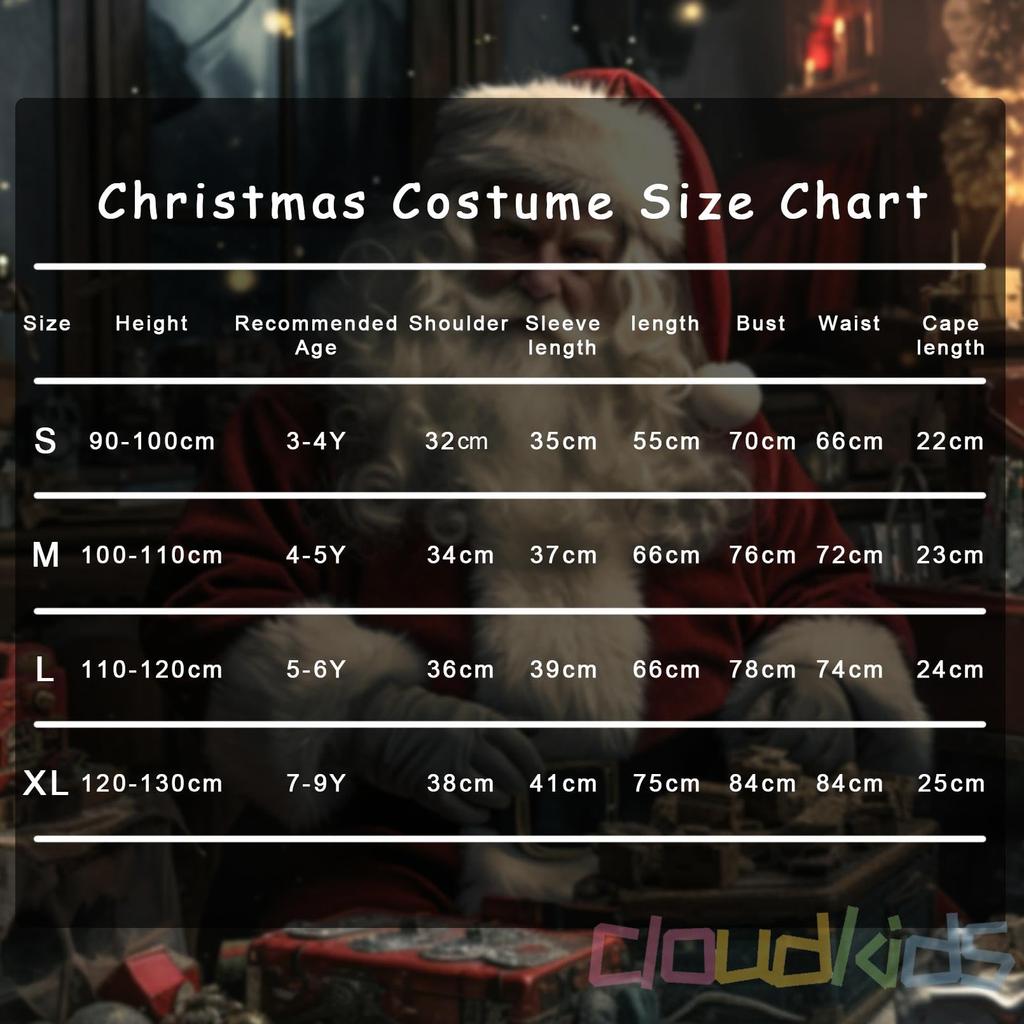Christmas Santa One Haunted School Cultural Carnival [Cloudkids] Children's Girls' Costume, Costume, Cosplay, Dress, Piece, House, Transformation,