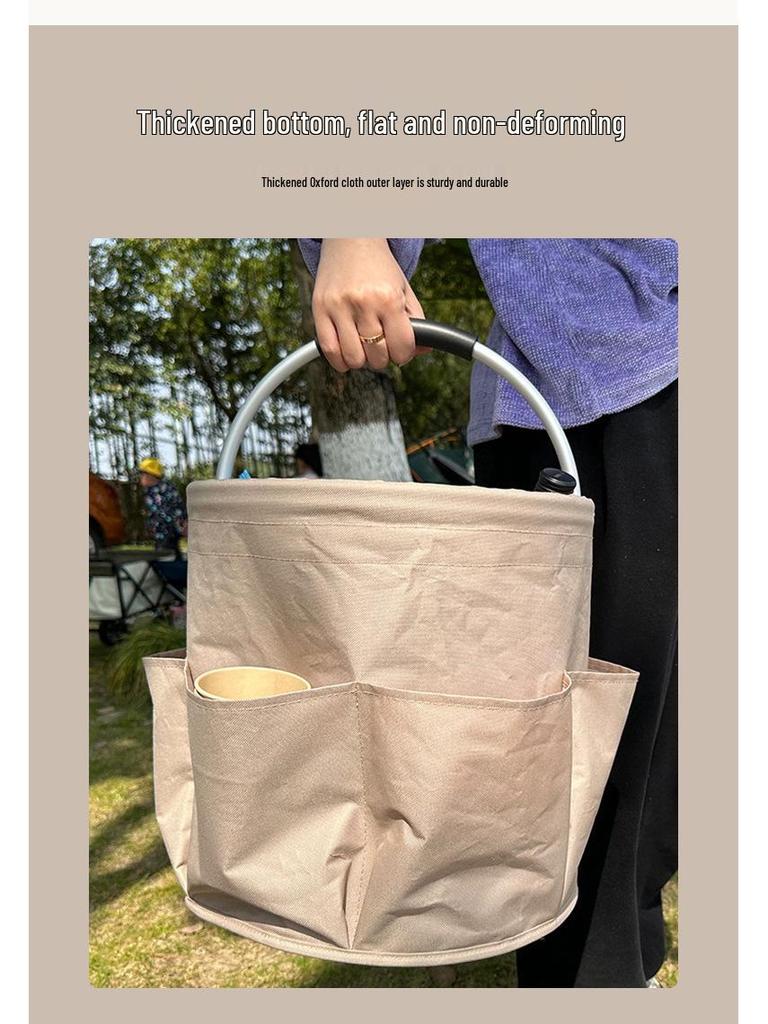 Portable Foldable Picnic and Beach Basket - Handheld Toiletry, Bath, Household & Shopping Bag