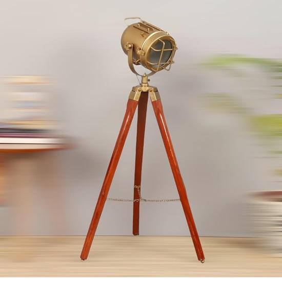 Pack of 1 Spotlight Tripod Floor Lamp, Brass,