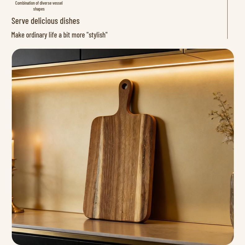 Acacia Wood Cutting Board: Solid Kitchen Chopping Board & Multi-Use Dining Plate