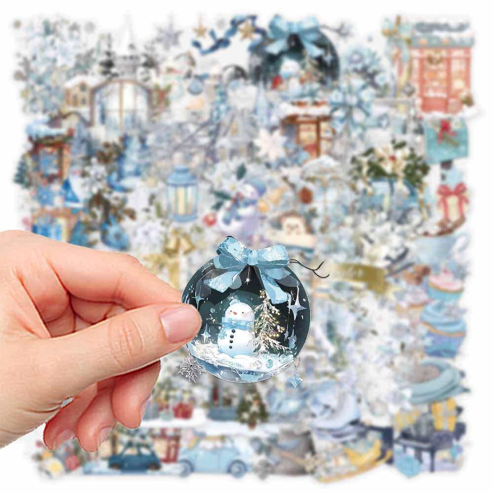 Winter Watercolor Stickers - 50 Sheets of Cartoon Decor for Phones & Laptops