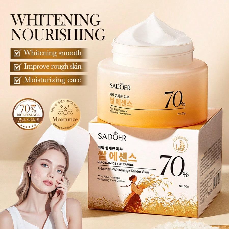 1/2pcs 70% Rice Essence Whitening Face Cream, Essence Anti Wrinkle Firming Cream, 50g, Containing Ni