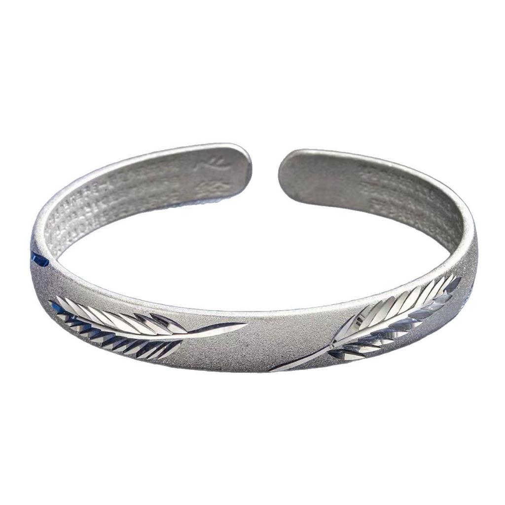 Fashionable Silver Leaf Open Bangle for Students & Best Friends