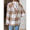 New Women's Oversized Hooded Plaid Print Casual Sweatshirt Long Sleeve Autumn Winter Button