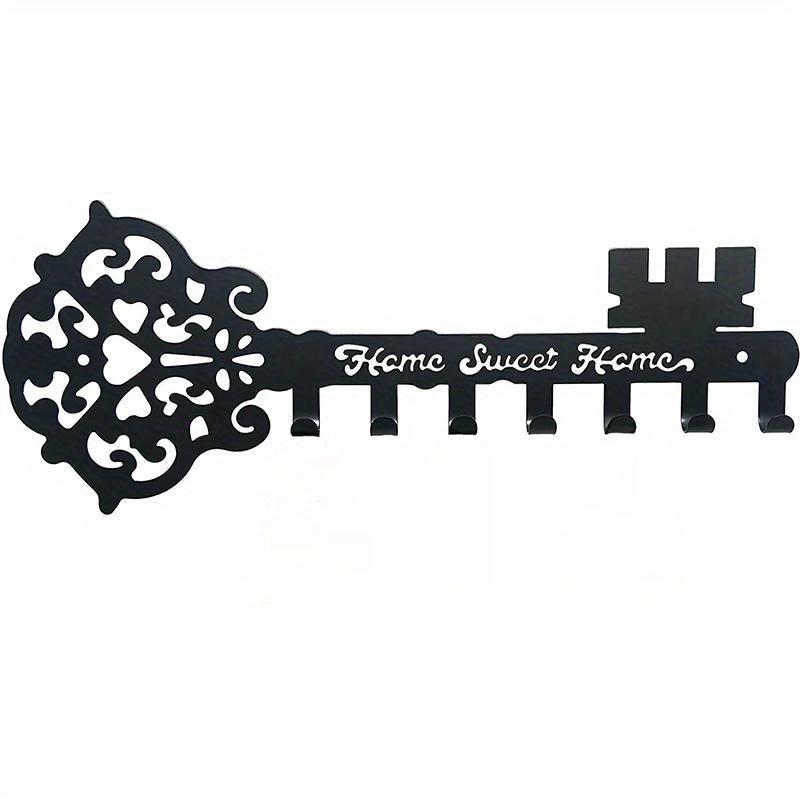 1PC Metal Key Holder, Black Wall Mounted Hook, Ornamental Hanger for Home Decor, Entryway Storage