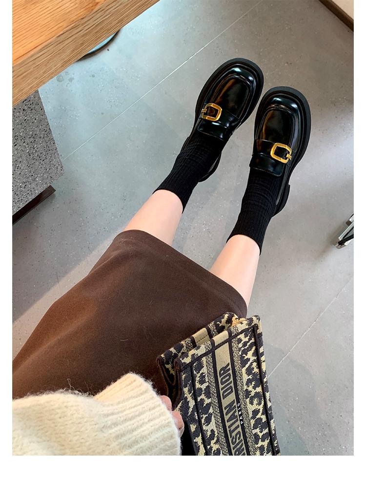 

Версия из коровьей кожи~ Мать винограда те же британские маленькие кожаные туфли женские с пряжкой на толстой подошве на толстом каблуке увеличивающие рост с круглым носком ленивые лоферы 35