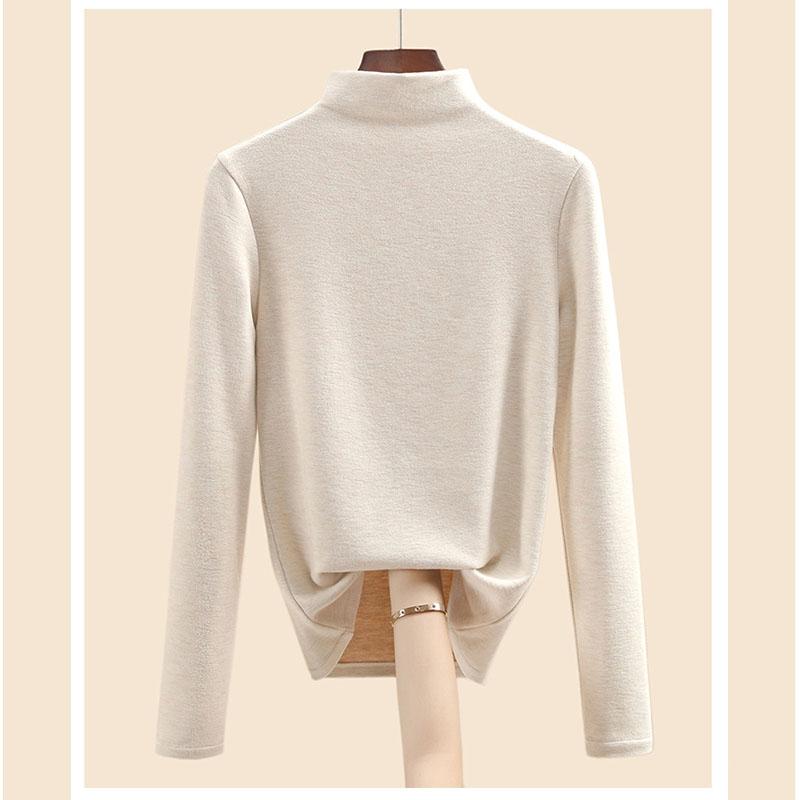 Jesienna i zimowa damska koszula z najniższym kaszmirem Dralon Mulberry Silk Półwysoki dekolt Wewnętrzne wyściełane włosy Ciepłe topy