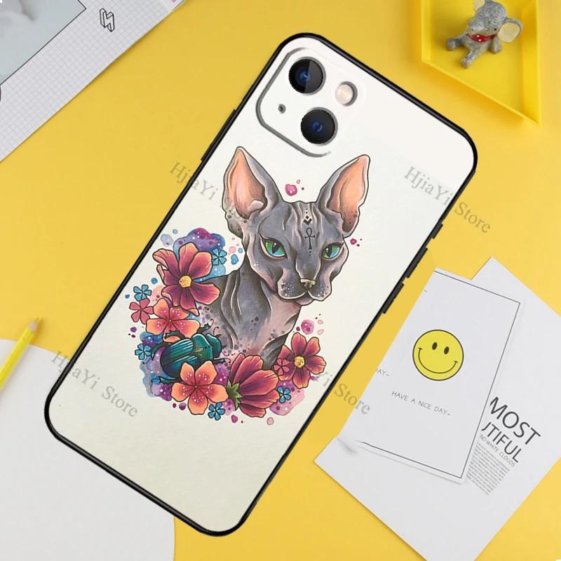 Applicable Apple Iphone Phone Case Tattoo Sphinx Cat Case Soft Case Protective Case Iphone 16