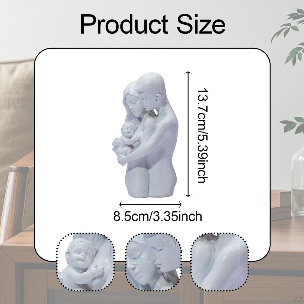 Family Statue Parents and Child Gift Modern Table Centerpiece Ornament of 3 Figurines Hand