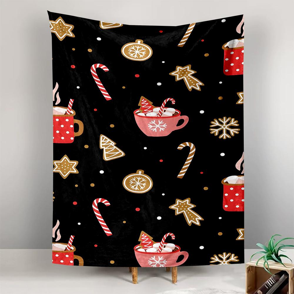 Christmas candy cane cocoa cup snowflakes holiday Patterned tapestry for bedroom and living room home decor sofas
