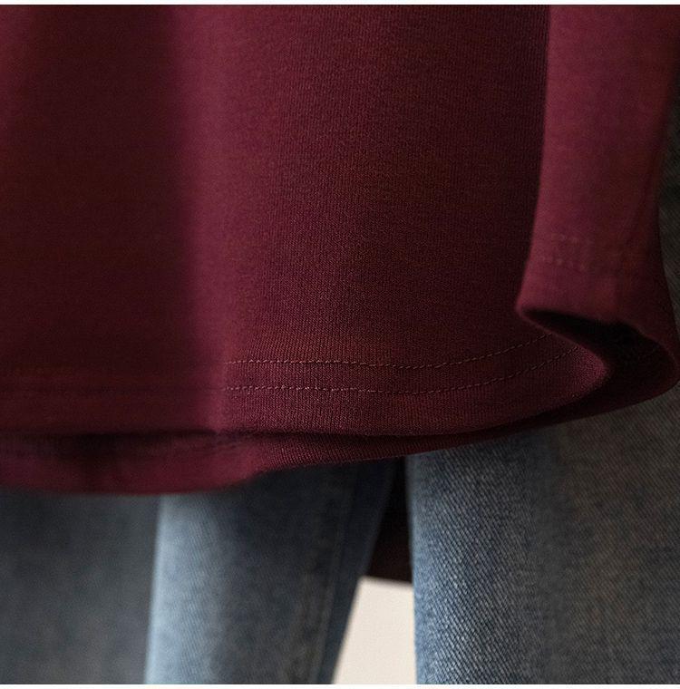 Plus Size Women's Double-Sided Velvet V-Neck Top: Autumn/Winter, Long Sleeve, Loose & Slimming Design, Hides Flaws