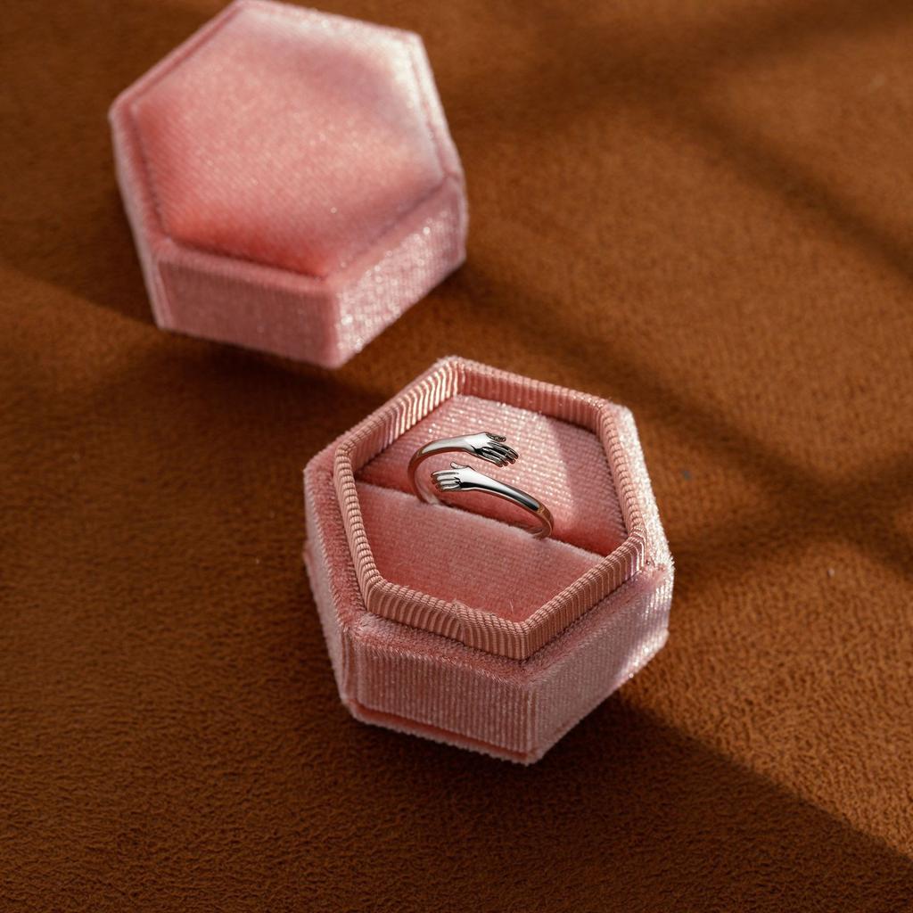 Adjustable Open Embrace Ring Fashion Fresh Couple Matching Rings Creative Personality Design