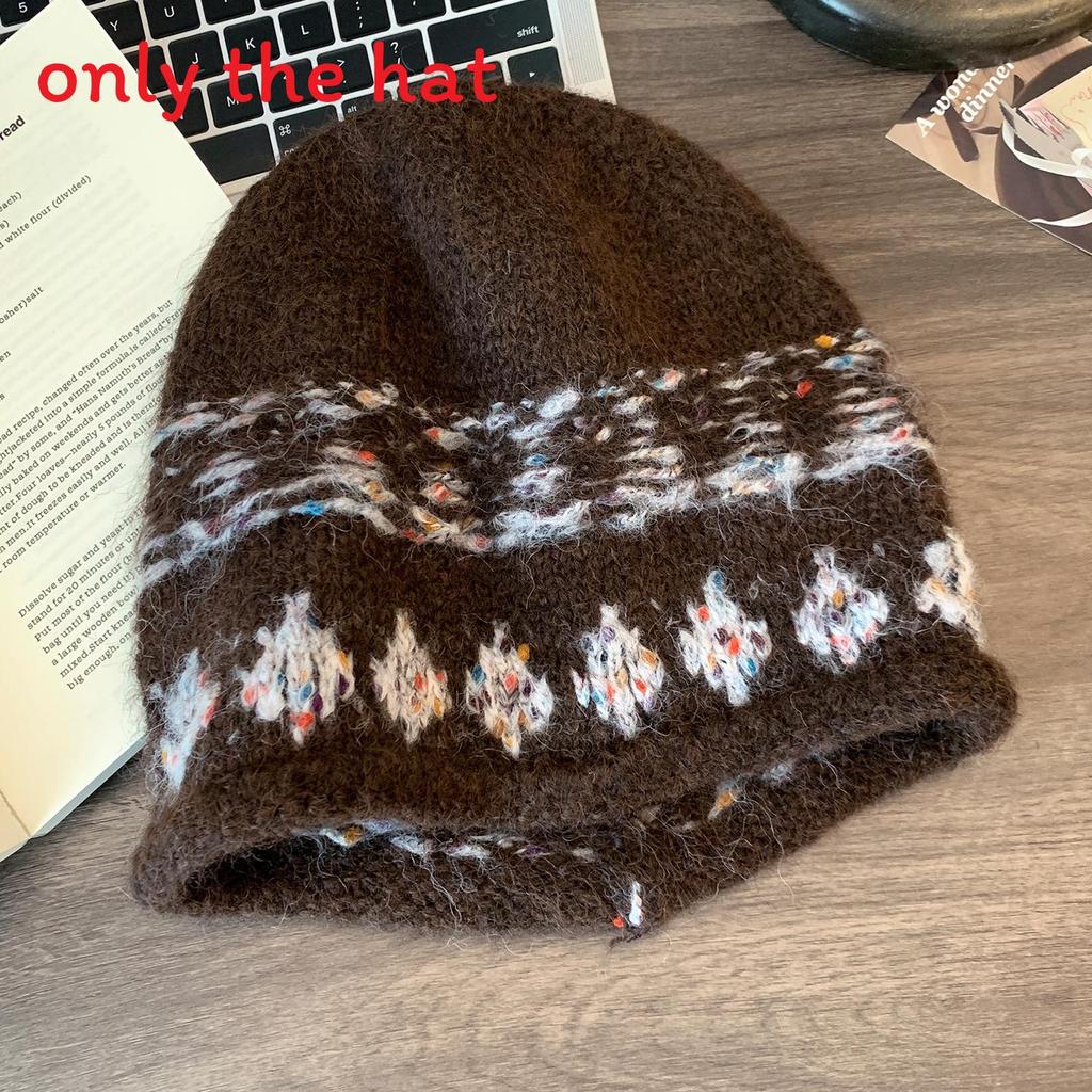 Vintage Knit Beret Wool Blend Warm Hat For Autumn Winter Women