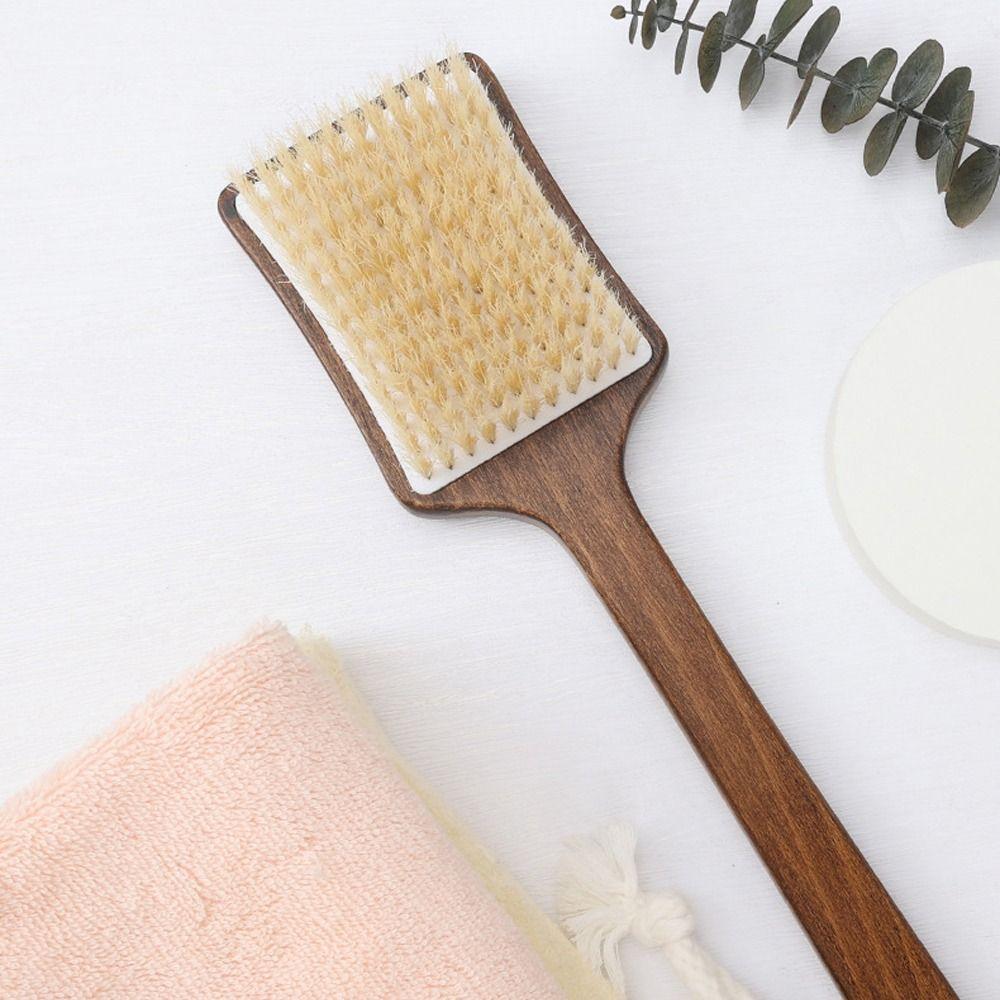 Ergonomic Long Handle Hair Brush Wood Bath Brush Scrubbing Brush Shower Back Scrub  Skin Cleanser
