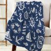 Nautical Blue Anchor Rudder Boat Fish Lighthouse Flannel Blanket Travel Picnic Blanket Portable Soft Bedspread Blankets for Beds