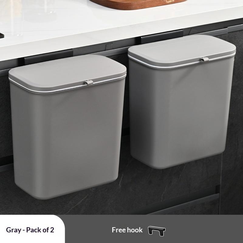 1/2Pcs Effortless Cleanup Space-Saving White Wall-Mounted Trash Bin For Kitchen - Durable Plastic Multi-Functional Garbage