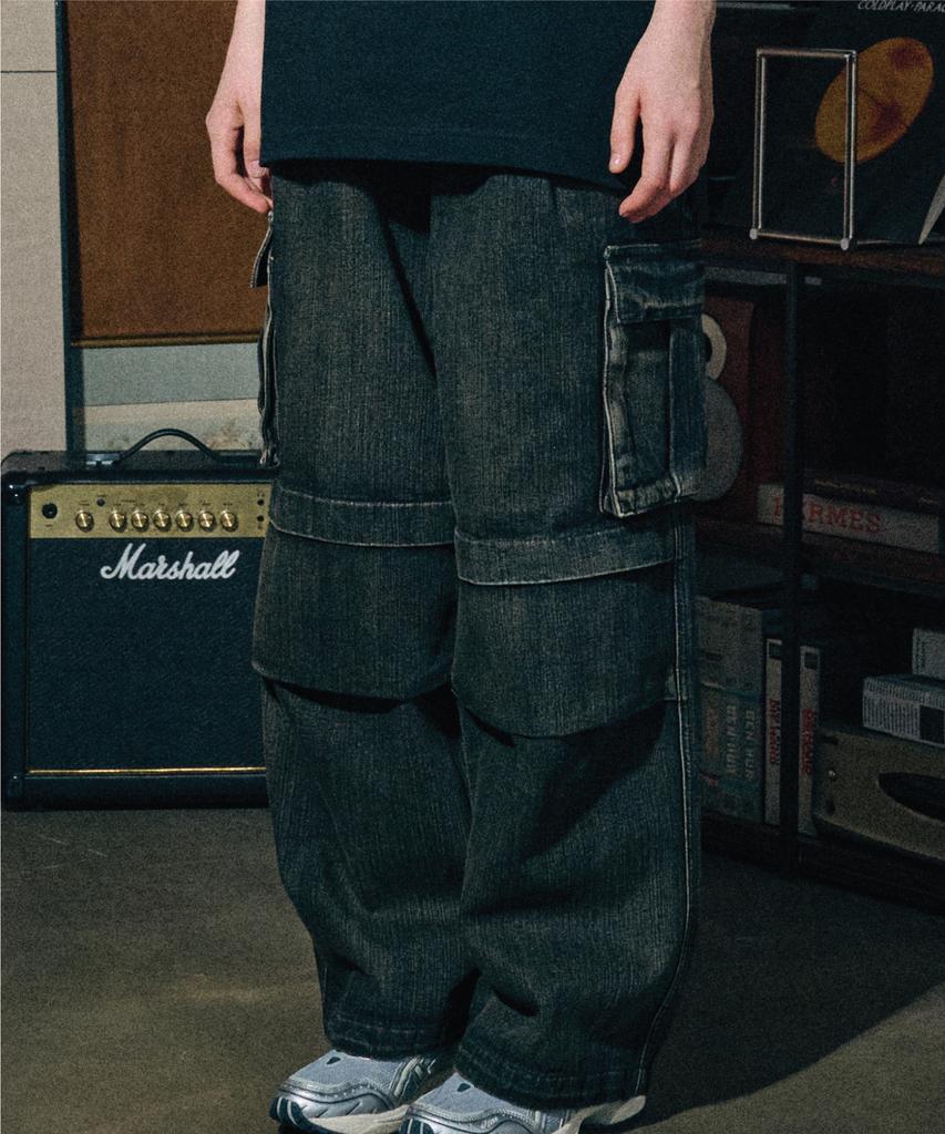 CPGN STUDIO Wide Cut Cargo Denim Pants Smoked Tan
