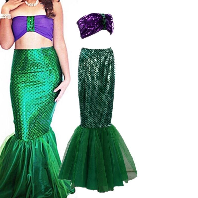 

Русалка Косплей Необычные Вечерние Сексуальное Длинное Платье Макси 2 шт. Взрослая Девушка Femme Принцесса Женщины Хэллоуин Рождественский Костюм Партии S зелёный