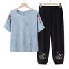 Hodo 2026 Women's Summer Embroidered Short-Sleeve T-Shirt Two-Piece Set