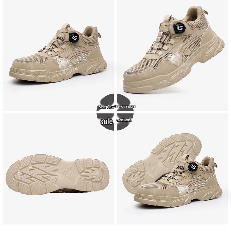 Men's Lightweight Steel Toe Safety Shoes: Breathable, Anti-Smash, Anti-Puncture, Comfortable, Wear-Resistant Labor Protection Footwear.