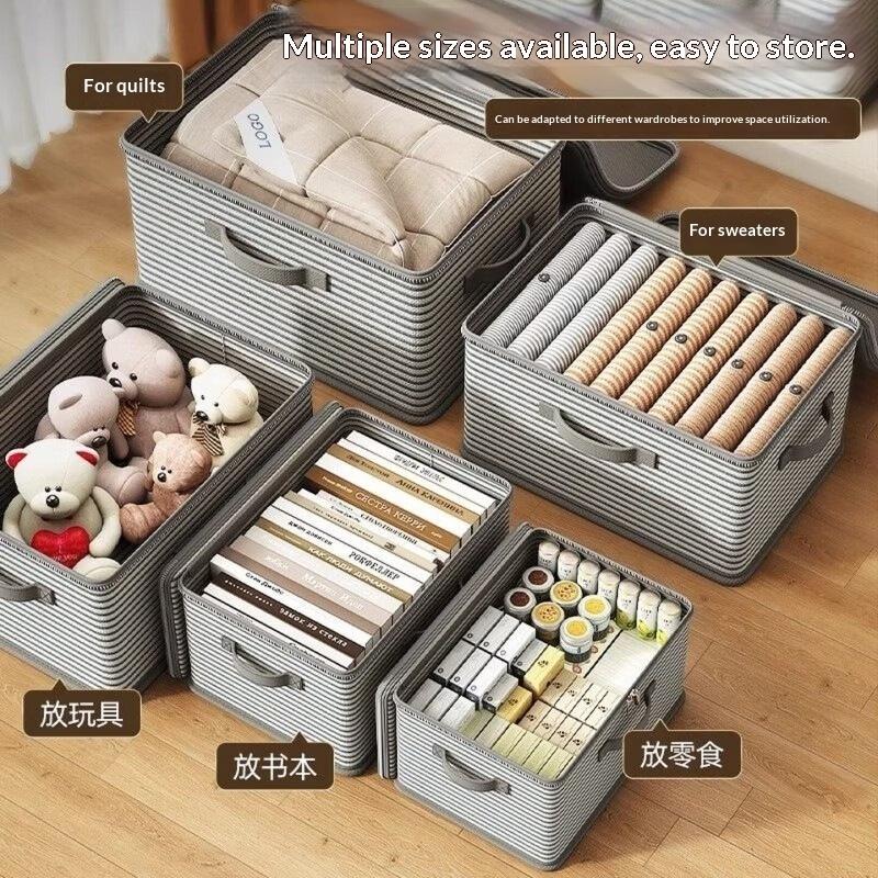 Foldable Large Capacity Storage Bins With Sturdy Handles For Organizing Clothes Toys In Wardrobes