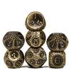 Cusdie Metal Solid DND Dices Pebbles Texture 7Pcs D4-D20 Polyhedral Dice Set for Role Playing Game Pathfinder Board Games TRPG