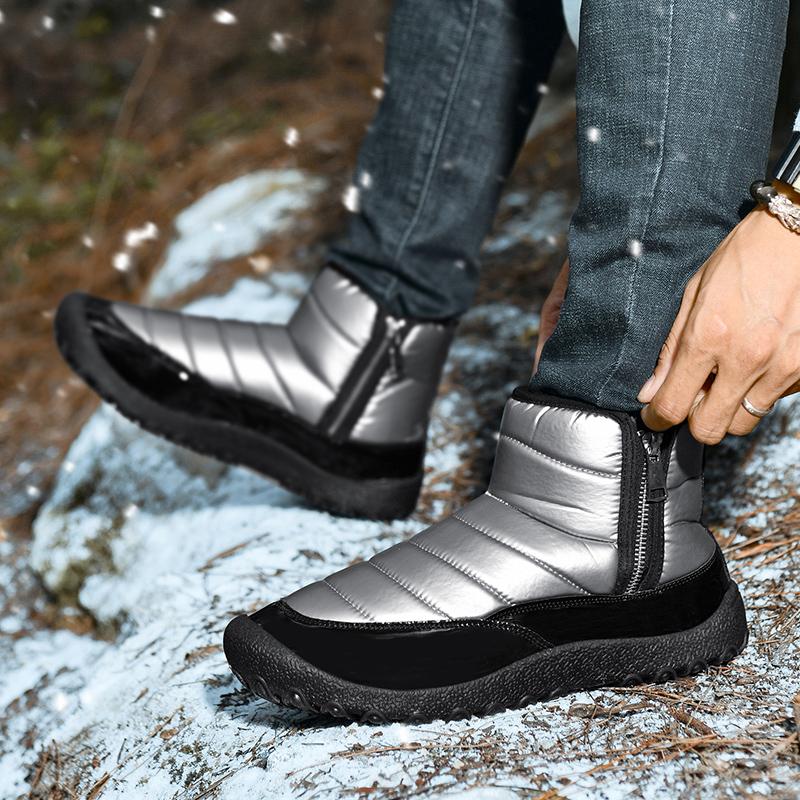 Herren Schneestiefel Winter Warm Arbeits-Wüstenstiefel mit Fell High Top Outdoor Wanderschuhe Übergröße Wasserdicht
