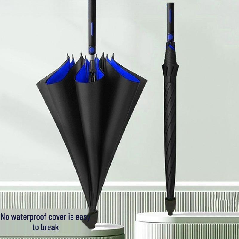 Windproof Waterproof Golf Umbrella for Three - Unisex Black Semi-Automatic with UV Protection