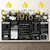 50th Birthday Black Gold Party Decoration Back In 1976 Backdrop Large Banner Birthday Party Poster Supplies Vintage 1976 Photography Background for