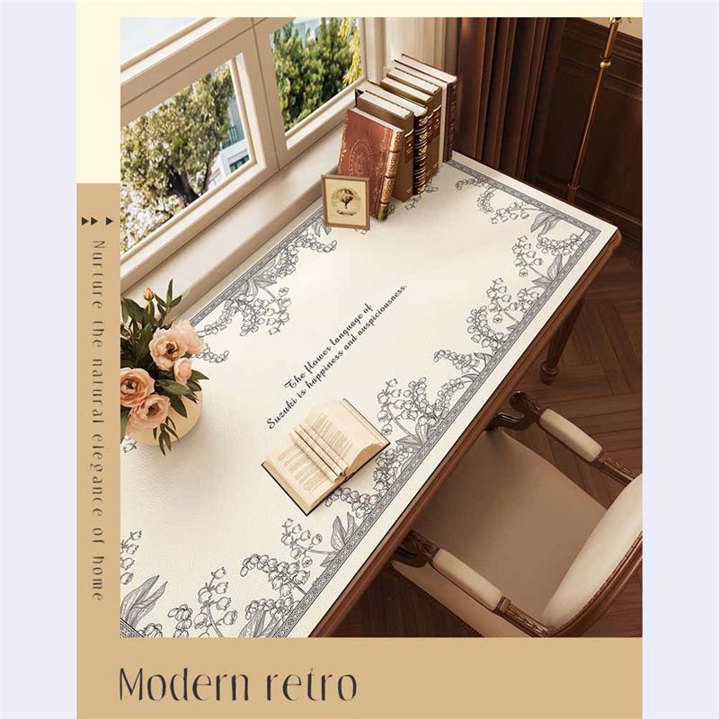 Leather Desk Mat Vintage Waterproof Desk Pad Non-Slip Cut To Size Writing Table Mat for Elegant Office & Gaming Setup