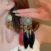 Bohemian Feather Tassel Earrings - Vintage Ethnic Style, High-End Niche Design for Women