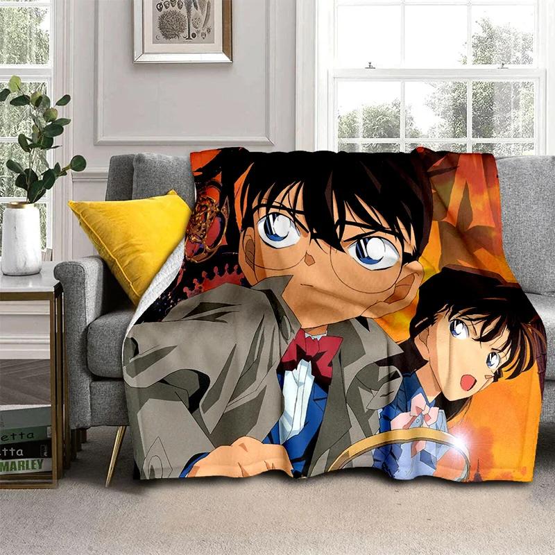 3D Dívčí Detektiv Conan Anime Kreslená HDdeka, Měkká přehozová deka pro Domácí Ložnici Postel Pohovku Piknik Cestování Kancelář Krycí deka Děti