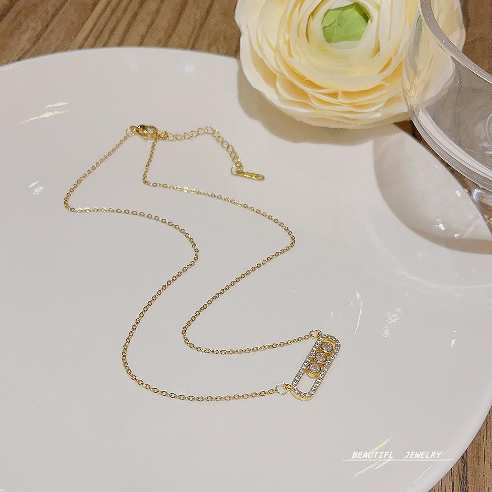 

Простое геометрическое ожерелье из титана и циркония, женская нишевая конструкция, модный дизайн, подвесной светильник, роскошная цепочка на ключицу золотой