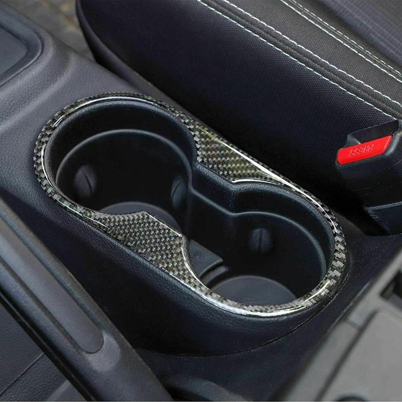 For Jeep Wrangler JK 2011-2017 4-Door Models Car Water Cup Holder Trim Cover Sticker Protector Real Carbon Fiber