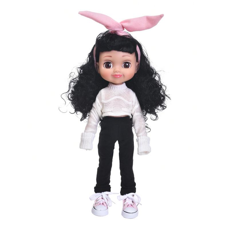 

16 Inch Vinyl Doll American Girl Cartoon Wink Doll Dress Up Simulation Doll Children s Toys Wholesale чёрный/белый