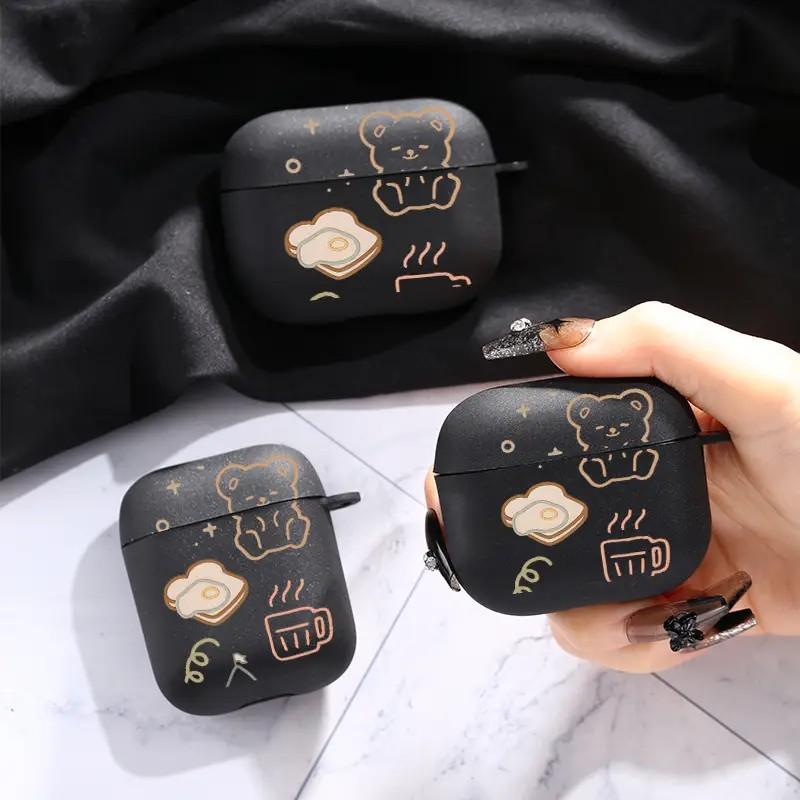 ins black bear bread suitable for AirPods1/1st generation protective case Apple pro/1 wireless bluetooth headset cover