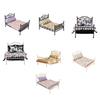 Realistic Metal Frame Bed Model House Bedroom Full Bed 1:12 Scale Miniature Furniture