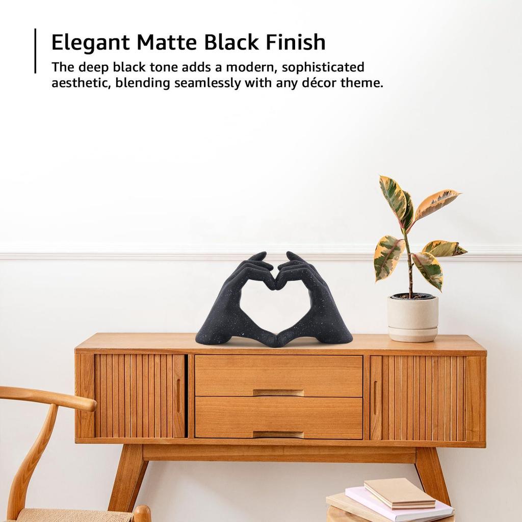 Künstlerische Hand-Liebe-Skulptur | Ein herzlicher Ausdruck der Verbundenheit | Verleiht jeder Dekoration Wärme – 1er-Pack, Schwarz