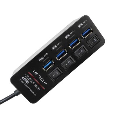 USB USB hub 20cm giriş Tipi çıkış Tipi A x 4 St.espoir 3.1 4 port AÇMA/KAPAMA anahtarı, siyah, kablo, yüksek hızlı aktarım, A,
