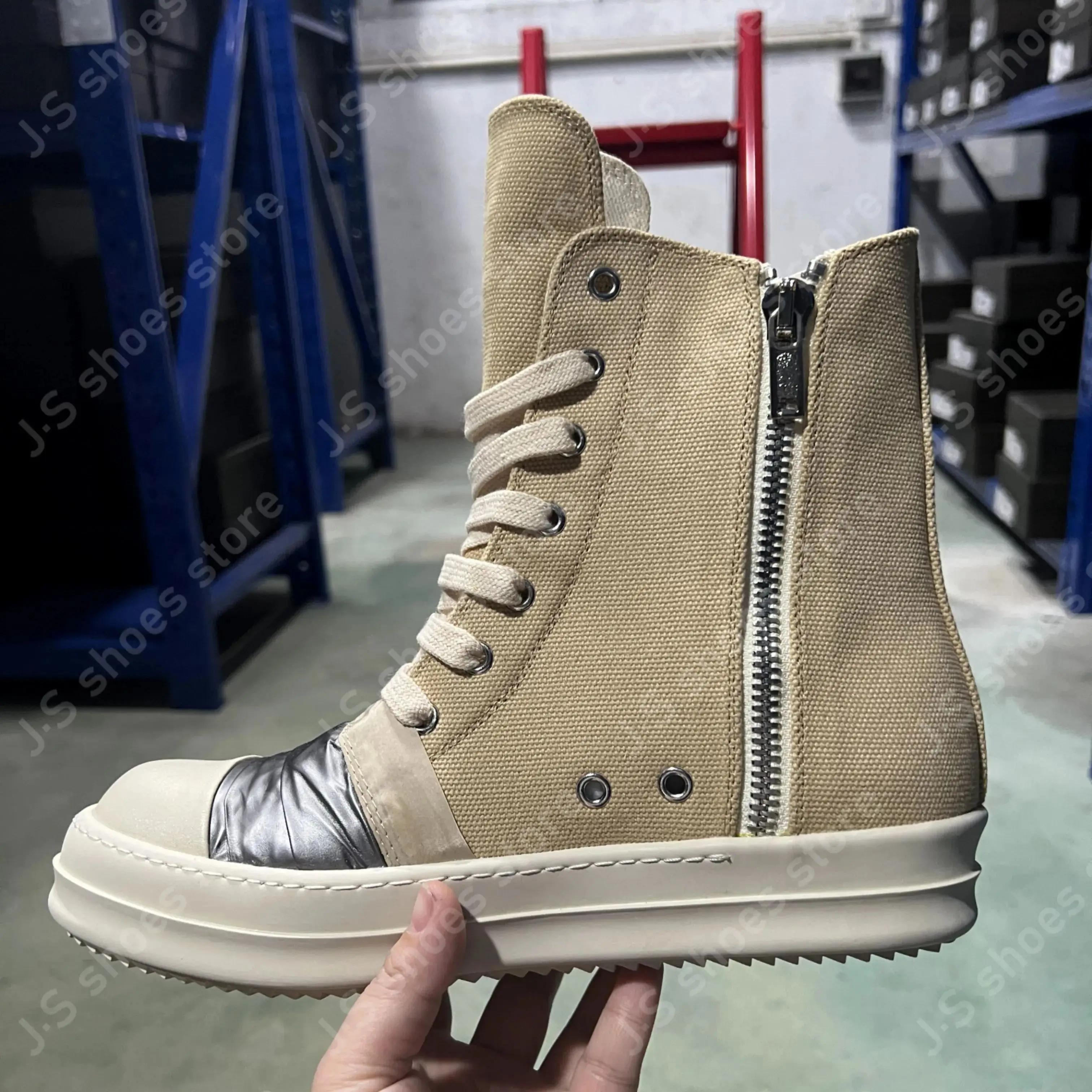 

R-o Geobasket Boots Apricot Canvas High Top Shoes Sneaker Luxury Design Men Shoe Zipper Women Ankle Boot Casual Sneakers 34