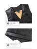 Men's Winter Leather Vest with Sloping Shoulder and Plus Velvet, Casual Warm Plus Size Waistcoat