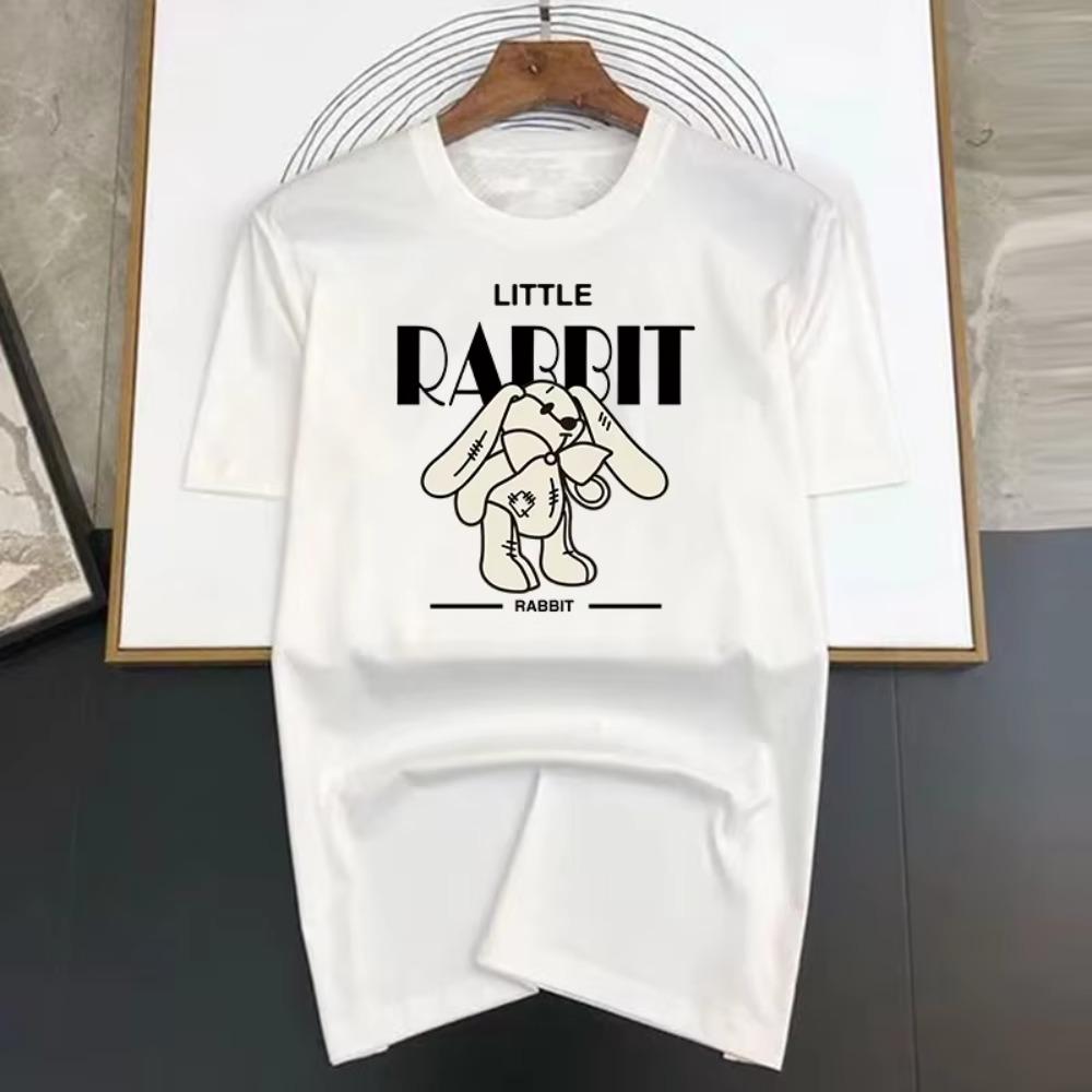 Little Rabbit Painted Design High Quality Cotton Men's and Women's Tshirts Luxury Brand Leisure Short Sleeve Top T-shirt