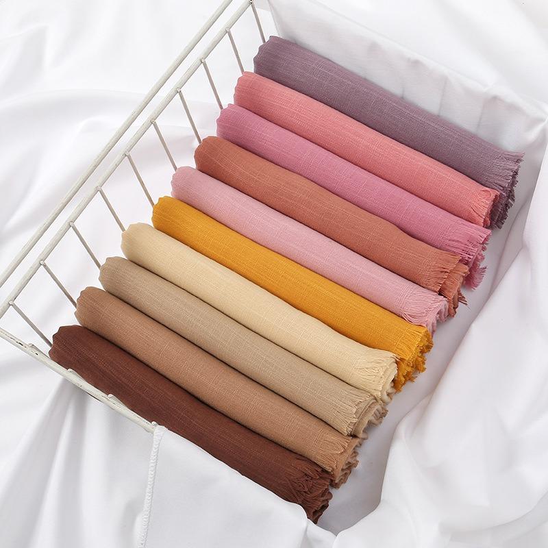 New Hot-selling Bamboo Cotton Solid Color Long Towel, Boutique Breathable Women's Versatile Bag Head Soft Scarf
