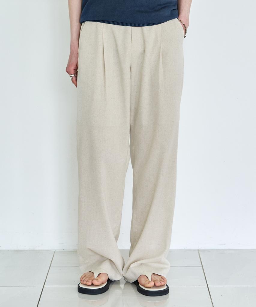 MINAV Comfort Linen Elastic Waist Single-Pleat Wide Pants [3 Colors]