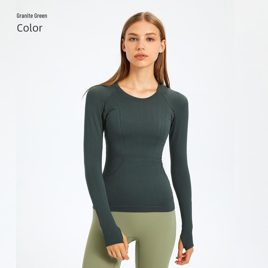 Women's Seamless Long Sleeve Yoga Top – Comfortable, Breathable, Tight-Fitting, Slimming Fitness Wear