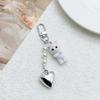 Cute Cartoon Flocking Cat Pendant Keychain Heart Shaped Phone Chain Earphone Case Pendant Camera Backpack Decoration Gifts
