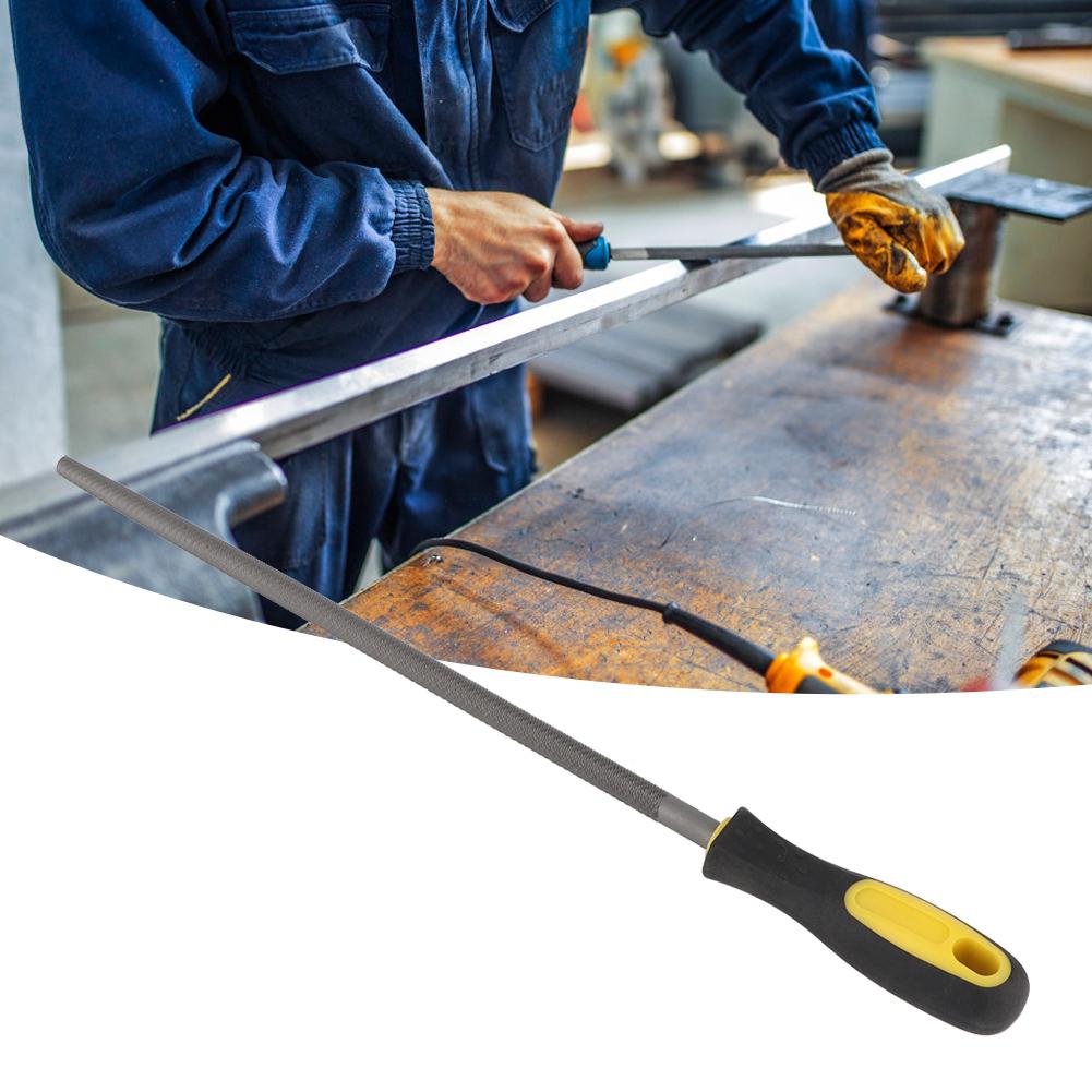 12in Round Mill Steel File Rasp with Handle Sharpening Shaping Tool for Metal ProjectsMiddle Teeth